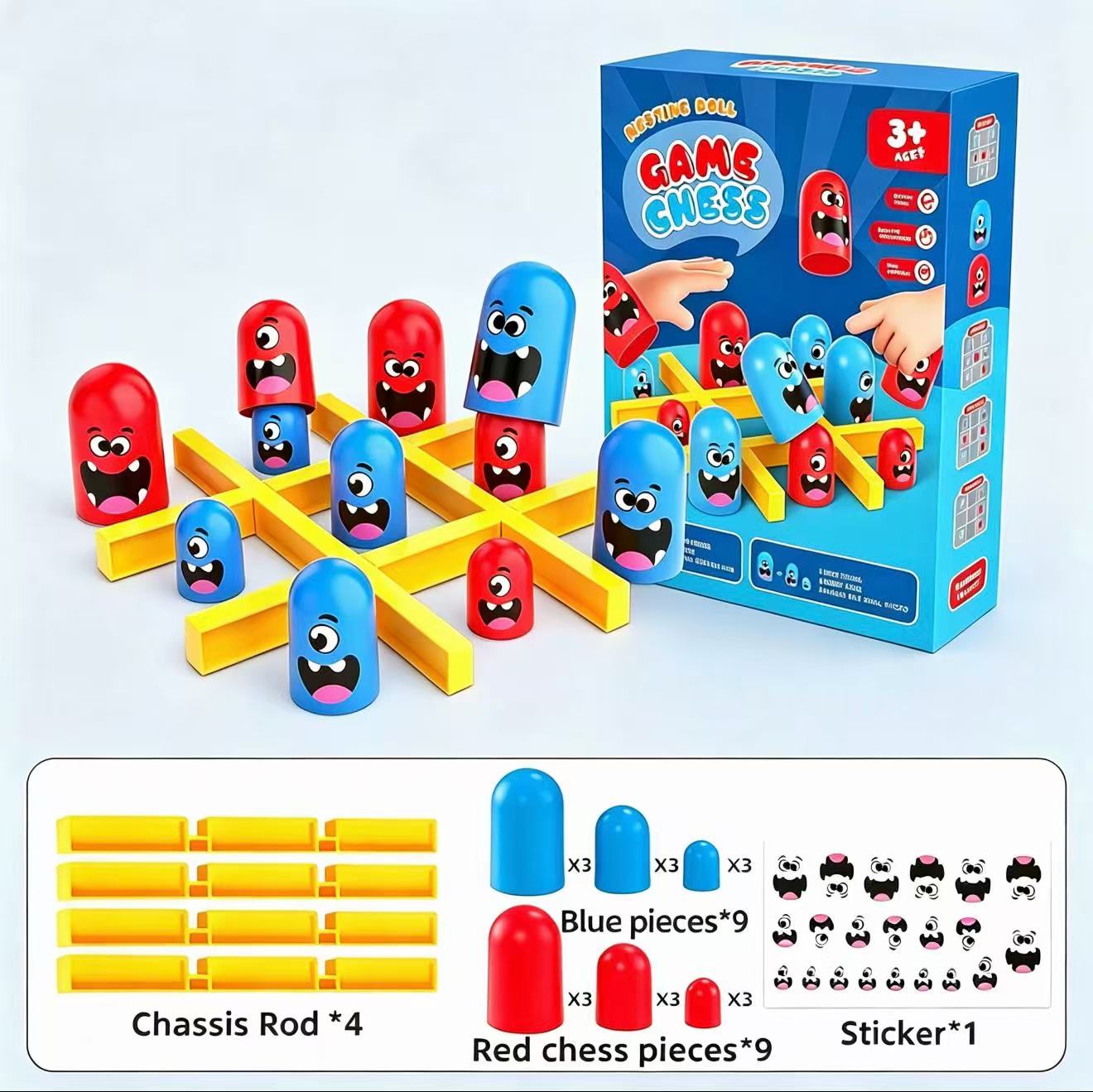 Board Game With Questions - Tic-Tac-Toe Yemek Yiyen ve Boyutlandırılan İstifleme